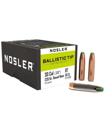 Nosler 30181 Ballistic Tip30Caliber 220gr Round Nose 50/Box