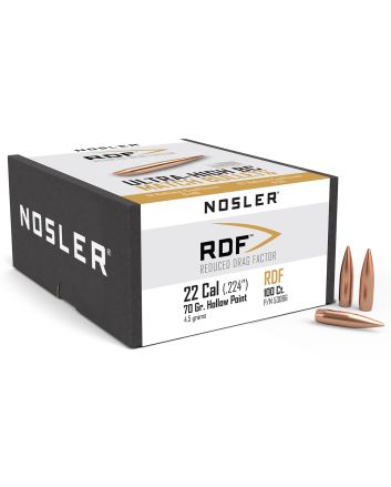 Nosler 53066 RDF Match 22Cal 70gr Hollow Point Boat Tail 100/Box