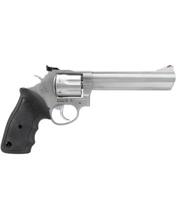 Taurus 2660069 6638 Special +P or 357 Mag 7 Shot 6" Barrel, Overall Matte Finish Stainless Steel, Finger Grooved Black Rubber Grip, Adjustable Rear Sight