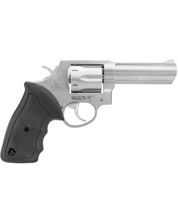 Taurus 2650049 65Medium Frame 357 Mag/38 Special +P 6rd 4" Matte Stainless Steel Barrel, Cylinder &amp; Frame, Fixed Sights, Black Soft Rubber Finger Groove Grip, Transfer Bar Safety, Exposed Hammer