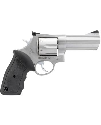 Taurus 2440049 44Large Frame 44 Rem Mag 6rd 4" Matte Stainless Steel Ported Barrel, Matte Stainless Cylinder &amp; Frame, Black Finger Groove Rubber Grip Transfer Bar Safety Exposed Hammer