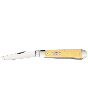 Case 00161 Trapper3.25"/3.27" Folding Clip Point/Spey Plain Tumble Polish Chrome Vanadium Steel Blade/Yellow Synthetic Handle