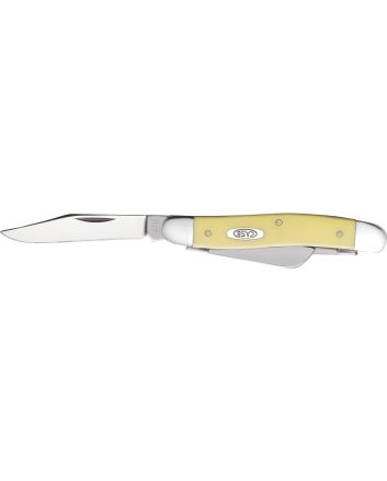 Case 00035 Stockman Medium 2.57"/1.88"/1.71" Folding Clip/Sheepsfoot/Spey Plain Tumble Polish Chrome Vanadium Steel Blade/Yellow Synthetic Handle