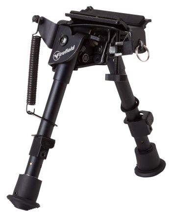 Firefield FF34023 CompactBipod 6-9" Black Aluminum Swivel Stud Attachment or Picatinny Rail (Adapter Included)