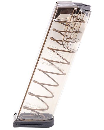 ETS Group GLK17 Pistol Mags17rd 9mm Luger Compatible w/ Glock 17/18/19/26/45/34 Clear Polymer