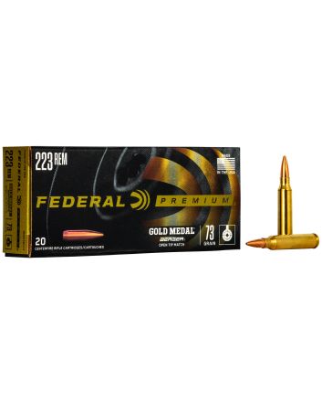 Federal GM223BH73 Premium Gold Medal 223Rem 73gr Berger Open Tip Match 20 Per Box/10 Case