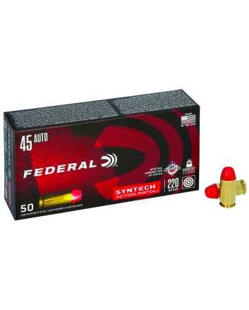 Federal AE45SJAP1 American Eagle Syntech Action Pistol45ACP 220gr Total Syntech Jacket Flat Nose 50 Per Box/10 Case