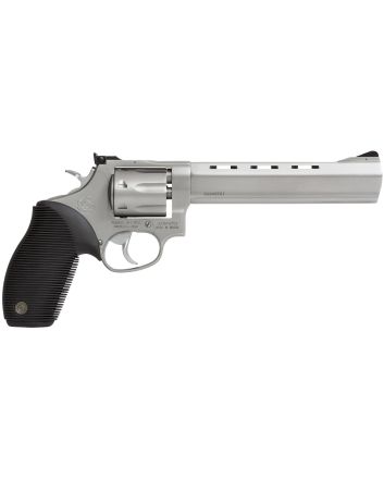 Taurus 2170069 Tracker 17 Medium Frame 17 HMR 7rd 6.50" Matte Stainless Vent Rib Barrel, Matte Stainless Steel Frame &amp; Cylinder, Black Ribber Grip