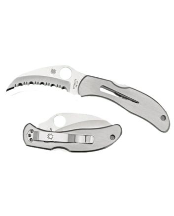 Spyderco C08S Harpy2.75" Folding Hawkbill Serrated VG-10 SS Blade Stainless Steel Handle Includes Pocket Clip