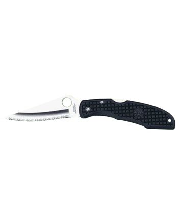 SpydercoEndura3.75" Folding Clip Point Serrated VG-10 SS Blade/BlackTextured FRN Handle Includes Pocket Clip