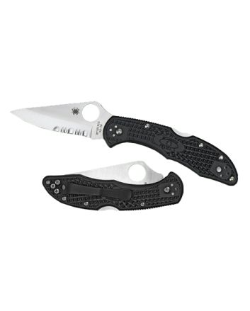 Spyderco C11SBK Delica 42.88" Folding Drop Point Serrated VG-10 SS Blade/BlackTextured FRN Handle Includes Pocket Clip