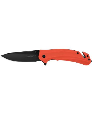 Kershaw 8650 Barricade3.50" Folding Drop Point Plain Black Oxide 8Cr13MoV SS Blade Orange Glass-Filled Nylon Handle Features Glass Breaker Includes Pocket Clip