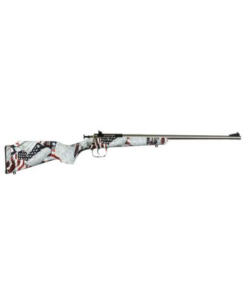 Crickett KSA3168 Youth22 LR 1rd 16.12" Stainless Steel Barrel, Fixed Front/Adjustable Rear Peep Sights, American Flag/Amendment Synthetic Stock w/11.5" LOP, Rebounding Firing Pin Safety