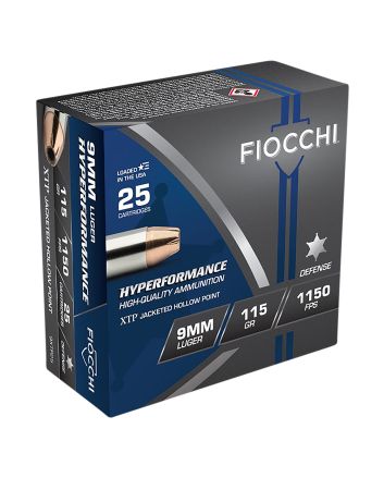 Fiocchi 9XTP25 Hyperformance9mmLuger 115gr Hornady XTP Hollow Point 25 Per Box/20 Case