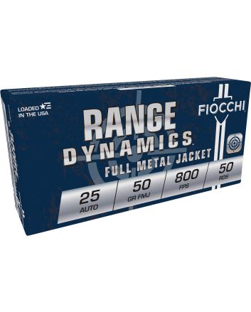 Fiocchi 25AP Range Dynamics25ACP 50gr Full Metal Jacket 50 Per Box/20 Case