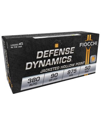 Fiocchi 380APHP Defense Dynamics380ACP 90gr Jacketed Hollow Point 50 Per Box/20 Case