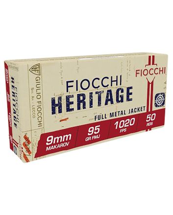 Fiocchi 9MAK Heritage9mmMakarov 95gr Full Metal Jacket 50 Per Box/20 Case