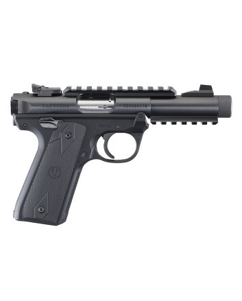 Ruger 40149 Mark IV 22/45 Tactical 22 LR 10+1 4.40" Steel/Threaded Barrel, Blued Slide, Black Checkered 1911-Style Panel Grip, Features Top &amp; Bottom Picatinny Rails