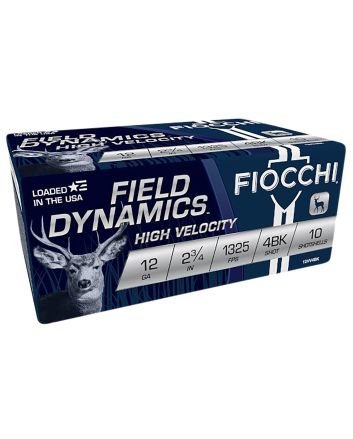 Fiocchi 12HV4BK Field Dynamics High Velocity 12Gauge 2.75" 27Pellets 4Buck Shot 10 Per Box/25 Case