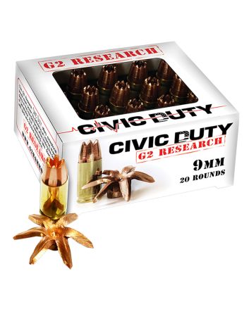 G2 Research G00602 Civic Duty9mmLuger 96gr Copper Expansion Projectile 20 Per Box/25 Case