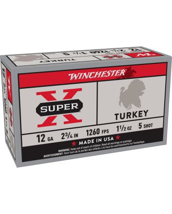 Winchester Ammo X12MT5 Super X Magnum Turkey 12Gauge 2.75" 1 1/2oz Copper Plated 5Shot 10 Box/10 Case
