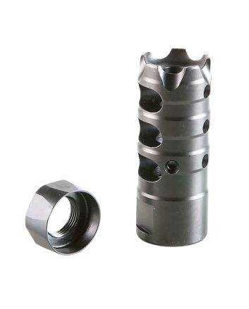 Patriot Ordnance Factory 00308 Triple Port Muzzle Brake Black Nitride Steel with 1/2"-28 tpi Threads for 223 Rem, 5.56x45mm NATO AR-Platform