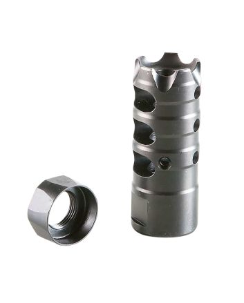 Patriot Ordnance Factory 00309 Triple Port Muzzle Brake Black Nitride Steel with 5/8"-24 tpi Threads for 308 Win, 7.62x51mm NATO AR-Platform