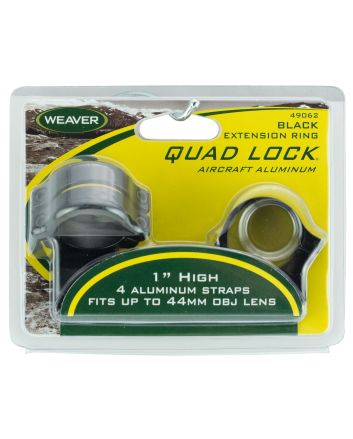 Weaver Mounts 49062 Quad Lock Detachable RingsBlack 1" High Extended