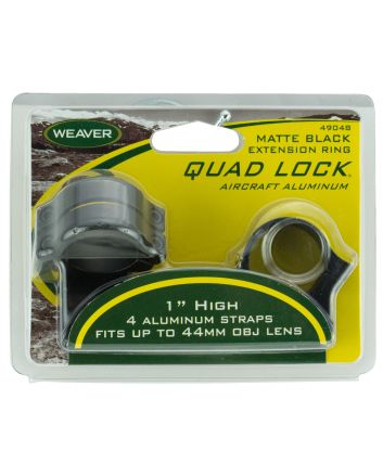 Weaver Mounts 49048 Quad Lock Detachable RingsMatte Black 1" High Extended