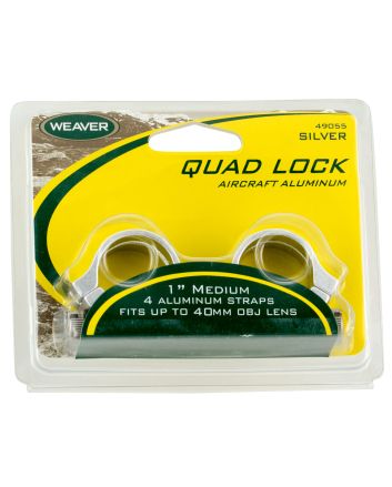 Weaver Mounts 49055 Quad Lock Detachable RingsSilver 1" Medium