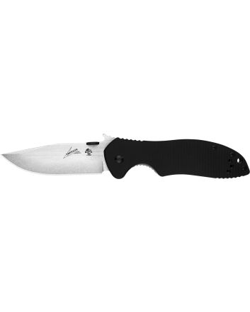 Kershaw 6034T CQC 7K 3.25" Folding American Tanto Plain Satin/Stonewashed 8Cr14MoV SS Blade Bead Blasted/Black G10/SS Handle Includes Pocket Clip