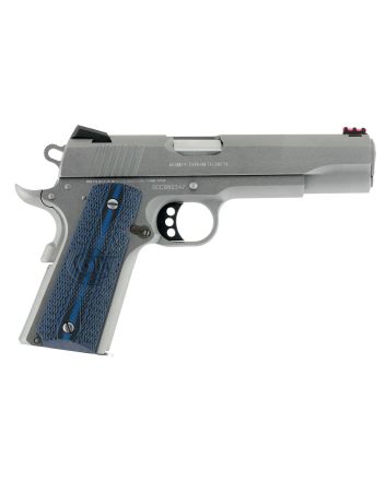 Colt Mfg O1070CCS Competition Government 45 ACP 8+1 5" Stainless National Match Barrel, Serrated Slide &amp; Frame w/Beavertail, Checkered Blue G10 Grip, Ambidextrous