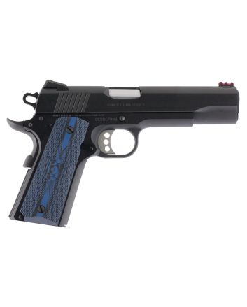 Colt Mfg O1970CCS Competition Government 45 ACP 8+1 5" Stainless National Match Barrel, Blued Serrated Carbon Steel Slide &amp; Frame w/Beavertail, Blue Scalloped G10 Grip, Ambidextrous