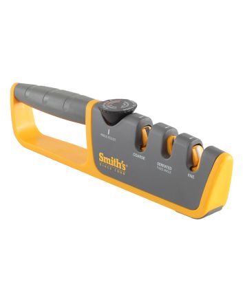 Smiths Products 50264 Adjustable Angle Pull-Thru Sharpener Hand Held Fine, Coarse Ceramic, Diamond Sharpener Rubber Handle Gray