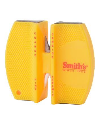 Smiths Products CCKS Knife Sharpener 2-Step Fine, Coarse Carbide, Ceramic Sharpener Rubber Handle Yellow