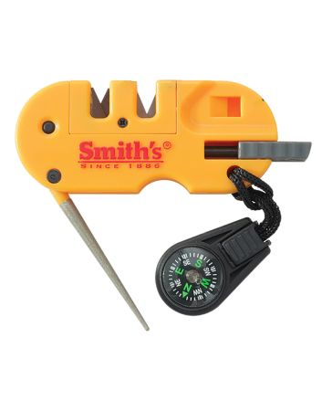 Smiths Products 50364 Pocket Pal X2 Sharpener and Outdoor Tool Hand Held Fine/Medium/Coarse Carbide, Ceramic, Diamond Sharpener Plastic Handle Yellow