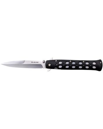 Cold Steel 26SP Ti-Lite4" Folding Plain Spear Point Japanese AUS-8A SS Blade/ Black Zy-Ex Handle