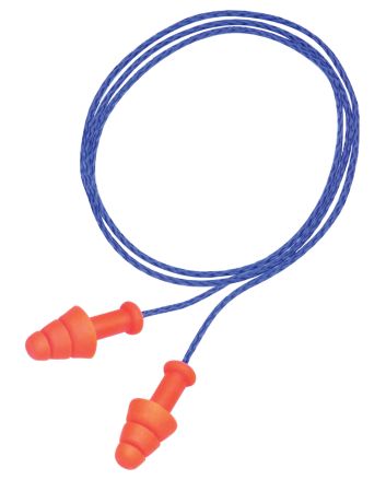 Howard Leight R01520 Corded Ear Plugs Smart Fit Foam 25 dB Behind The Neck Orange Ear Buds with Blue Cord Adult 2 Pair