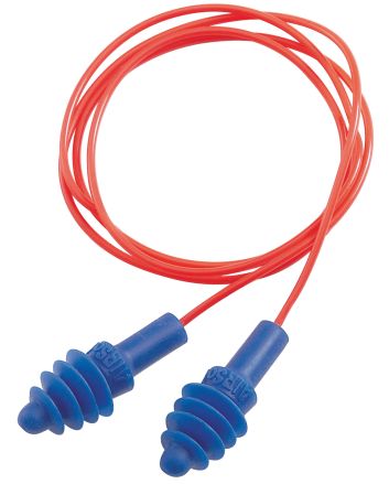 Howard Leight R01521 Corded Ear Plugs Air Soft Foam 27 dB Behind The Neck Blue Ear Buds with Orange Cord Adult 2 Pair