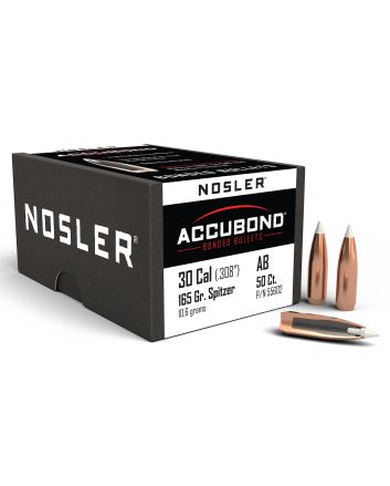 Nosler 55602 AccuBond30Cal 165gr Spitzer Point 50/Box