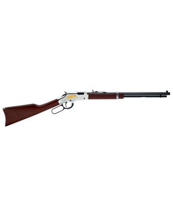 Henry H004GE Golden EagleFull Size 22 Short, 22 Long, 22 LR, 16 LR/21 Short 20" Blued Octagon Barrel, Nickel-Plated Metal Finish, American Walnut Stock Right Hand