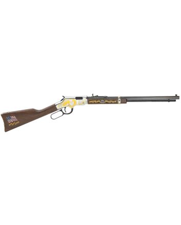 Henry H004MS2 Golden Boy Military Service Tribute 2 Full Size 22 Short, 22 Long, 22 LR, 16 LR/21 Short, 20" Blued Barrel, Nickel-Plated Metal Finish &amp; American Walnut Stock Right Hand