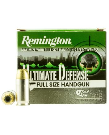 Remington Ammunition 28973 Ultimate Defense Full Size Handgun 45ACP+P 185gr Brass Jacketed Hollow Point 20 Per Box/25 Case