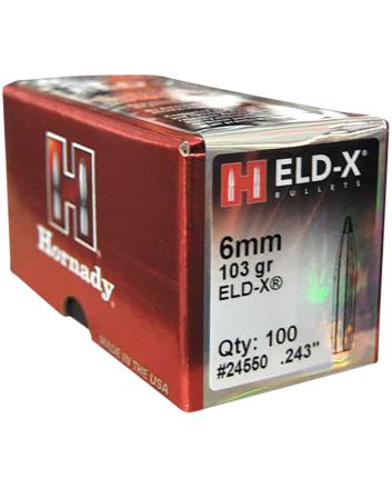 Hornady 24550 ELD-X6mm .243 103 gr Extremely Low Drag eXpanding 100 Per Box/ 25 Case
