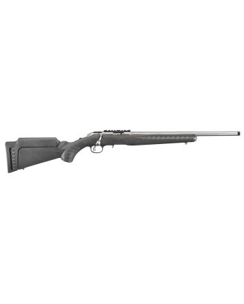 Ruger 8352 American RimfireFull Size 22 WMR 9+1 18" Matte Stainless Threaded Barrel, Satin Stainless Scope Rail Receiver, Black Synthetic Adjustable Stock, Right Hand