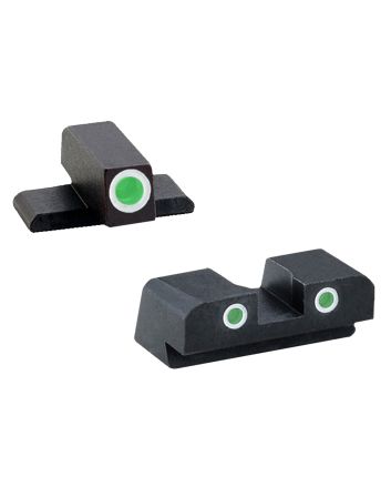 AmeriGlo XD191 Classic Tritium Sight Set for Springfield Armory XDGreen Tritium White Outline Front Sight-Green Tritium White Outline Rear Sight
