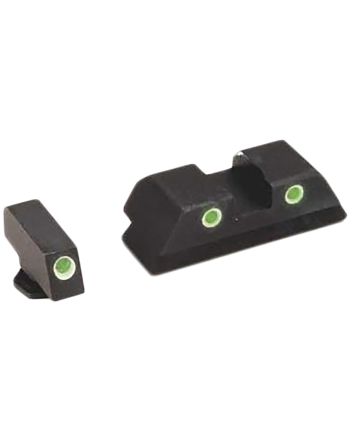 AmeriGlo GL113 Classic Tritium Sight Set for GlockGreen Tritium White Outline Front Sight-Green Tritium White Outline Rear Sight