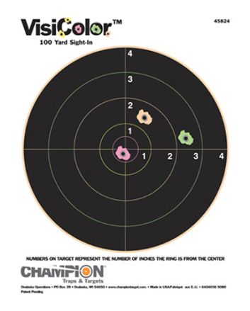Champion Targets 45824 VisiColorBullseye Paper Hanging Pistol/Rifle 8.50" x 11" Multi-Color Includes Pasters 10 Pack