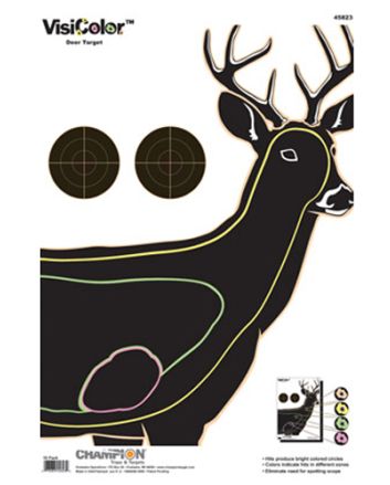 Champion Targets 45823 VisiColorDeer Paper Hanging Pistol/Rifle 13" x 18" Multi-Color Includes Pasters 10 Pack