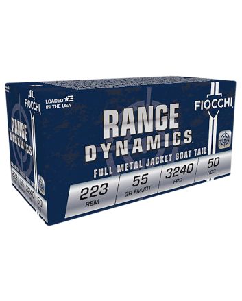 Fiocchi 223A Range Dynamics223Rem 55gr Full Metal Jacket Boat Tail 50 Per Box/20 Case